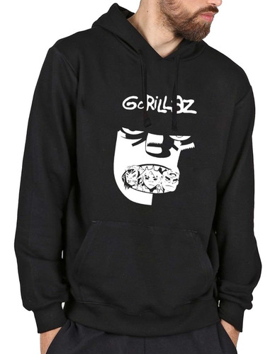 Imagen 2 de 5 de Buzo Negro Canguro Gorillaz Rock Música Algodón Premium