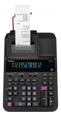 Calculadora Casio DR-120r-BK de bobina negra