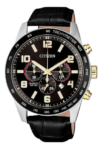 Relógio Masculino Citizen Cronógrafo Couro Tz31454d Prata