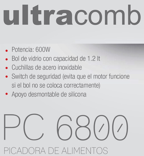 Multiprocesadora Ultracomb PC-6800 600W negra