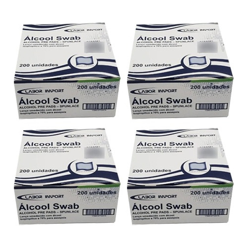 Álcool Swab 70% Sachês Lenço Umedecido 800 Und Labor Import