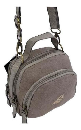 Bolsa Transversal Lona Grossa Masculina Marrom Kvn8009