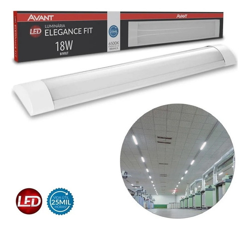 Lâmpada Luminária Led Slim Fit 60cm Branco Frio 6500k 18w