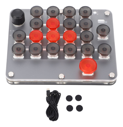 Teclado Portátil Usb Vermelho De Uma Mão Macro Mechanical 21
