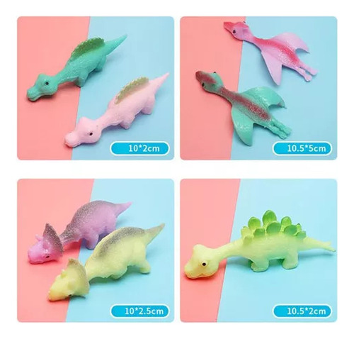 Brinquedo Kit 20 Dino Estilingue De Dinossauro Saltitante