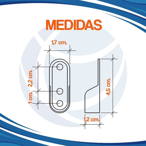 Imagen 2 de 2 de Soporte Lateral Caño Oval X10 Unidades Herraje Maderwil