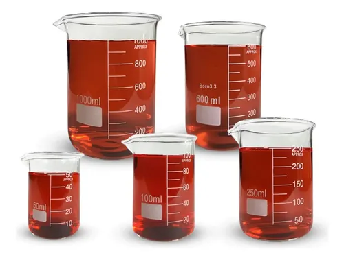 Kit Béquer de Vidro Graduado 50, 100, 250, 600 e 1000 ml