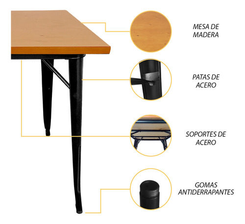 Mesa De Comedor Tolix Rectangular 120x80 By Bellair