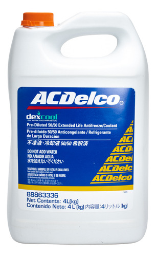 Anticongelante Refrigerante Acdelco 50/50 4 Litros