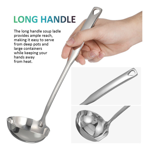 Cucharón Hondo Para Servir Salsa, Cuchara De Acero Inoxidabl