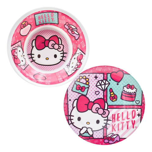 Platos De Hello Kitty Kawaii Hondo + Plano P Regalar