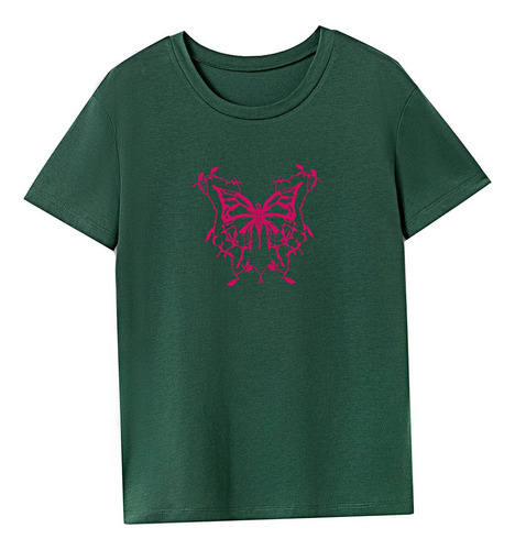 Camiseta Para Mujer Verano Moda Femenina Clásica Cuello