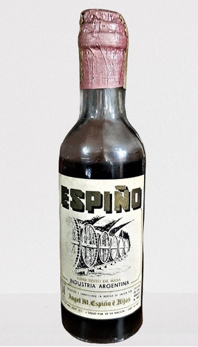 Antigua Botellita Miniatura Vino Tinto Espiño 1960 Cerrada  