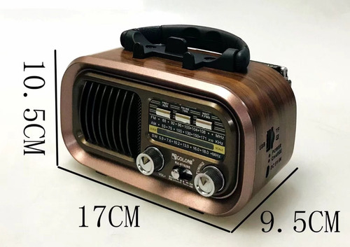 Radio Retro Vintage Solar Rec Golon Rxbt628s Sw/am/fm/sd/usb