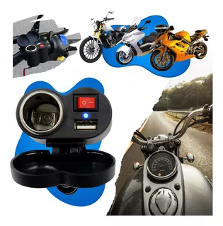 Tomada 12v Usb 5v Moto Carregador Cel Isqueiro Prova De Agua