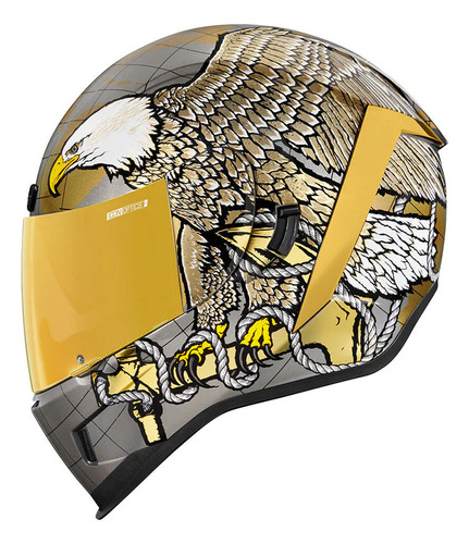 Casco Para Moto Icon Airform Semper Fi Dorado/ Plata