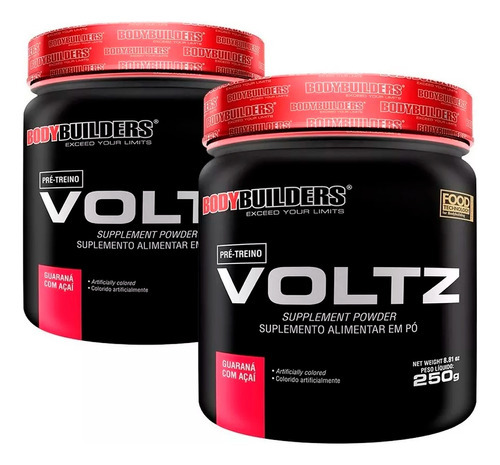 Kit 2x Pré Treino Voltz 250g Guaraná Com Açaí - Bodybuilders