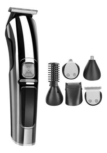 Maquina Cortadora De Barba O Pelo 6 En 1 Recargable Con Usb Color Plateado
