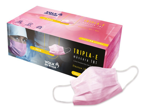 Máscara Tnt Com Anvisa Tripla Com Elástico Na Orelha Rosa