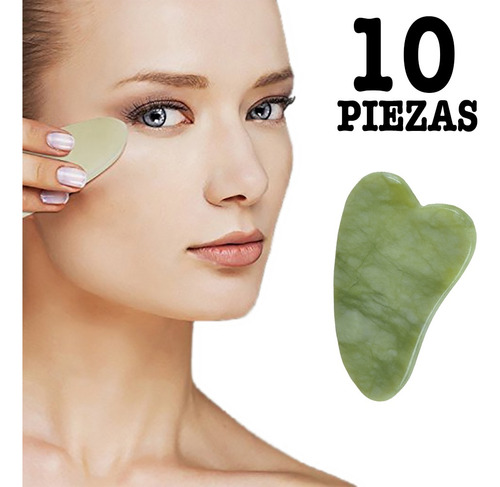 10 Gua Sha Piedra Jade Masaje Facial Rejuvenece Piel