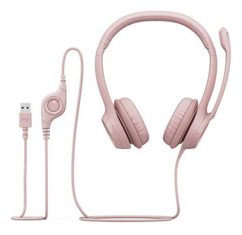 Audifono Logitech H390 Usb C/ Cancelación De Ruido Color Rosa