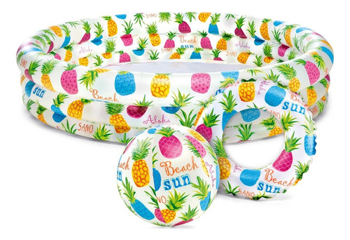 Piscina Inflable Set Salvavidas Y Pelota Pineapple Intex