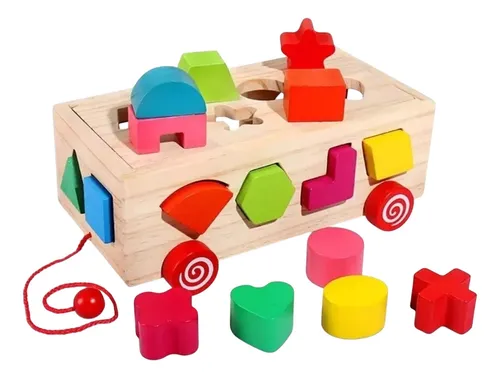 comprar Camión Madera Bloques Para Encastrar Juguete Didáctico Con Arrastre Color Multicolor