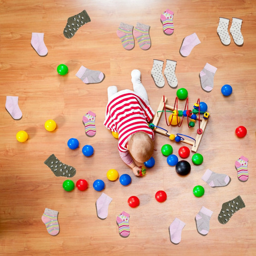 10 Pares De Calcetines De Algodón Para Bebés Niña Distintos Colores Fantasía 0-6 Meses