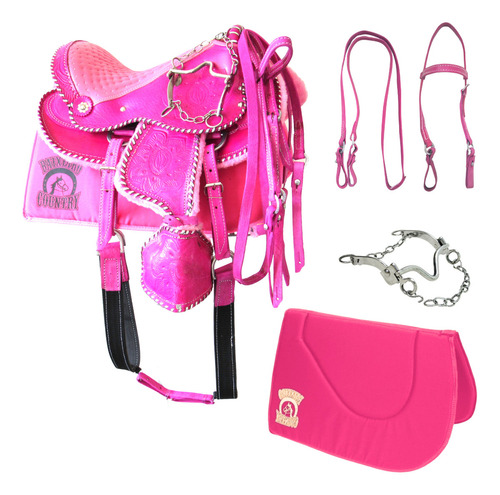 Sela Australiana Infantil De Couro Completa C Manta Cor Rosa-chiclete