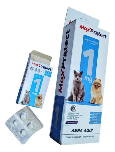 Ivermectina P/ Vermes, Carrapatos E Pulgas Cães/gatos 4 Comp