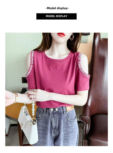 Camiseta De Algodón Con Hombros Descubiertos Top De Verano D