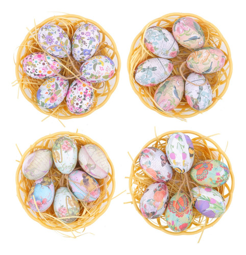 . Colgante Con Forma De Huevo De Pascua, Cesta Tejida,