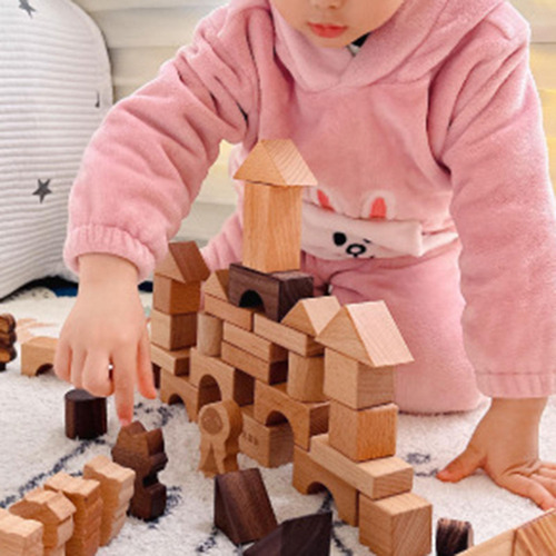 50 Piezas De Bloques De Construcción De Madera, Habilidades