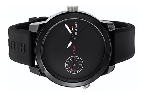 Tommy Hilfiger 'Denim' (Modelo: 1791326) Reloj de cuarzo, informal, de goma  y plástico, color negro, para hombre.