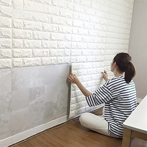 Imagen 5 de 9 de Placas Autoadhesivas 3d Para Pared Blanco Ladrillo 70x77cm.