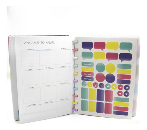 Caderno Inteligente Grande Disco Mármore Glitter Brilhante Cor Lilás