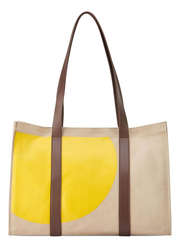 Bolso De Mano Tote Bag 42 Cm. Delsey Calanque Color Amarillo