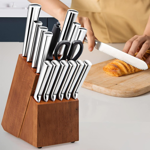 Juego De Cuchillos De Cocina, Con Bloque, Afilador Y Tijeras