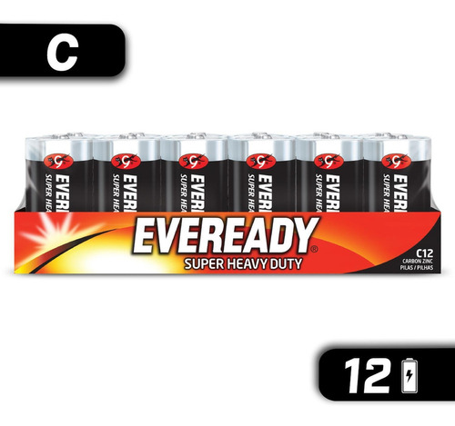 Pila Eveready Carbon Zinc C Charola 12 Unidades