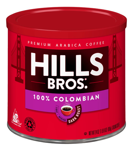 Hills Bros 100 % Colombiano De Cafe Molido, 24 Onzas