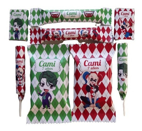 Candy Bar Personalizado Harley Quinn Guasón Para 10 Niños