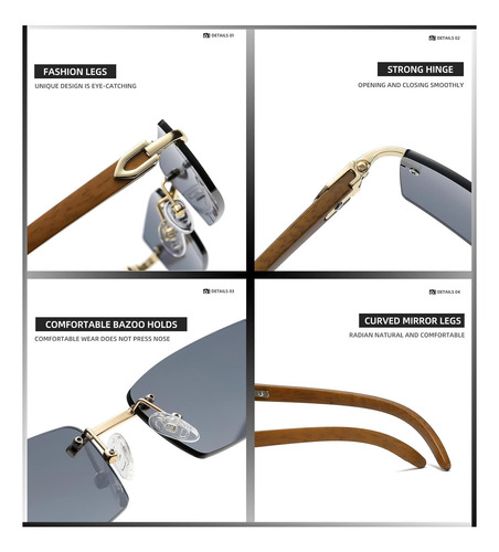Gafas De Sol Sin Borde De Rectángulo De Heptagram Para 90 De