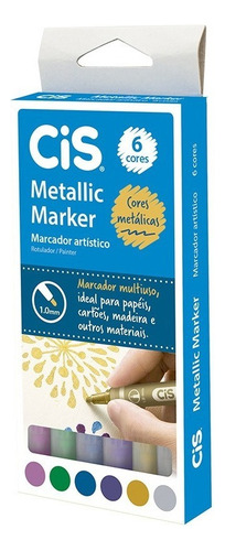 Marcador Metallic Marker 6 Cores Metálicas 1.0mm Cis