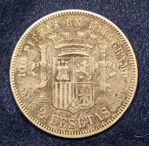 Monedas España 2 Pesetas 1870 Gobierno Provisional. Plata (Usado)