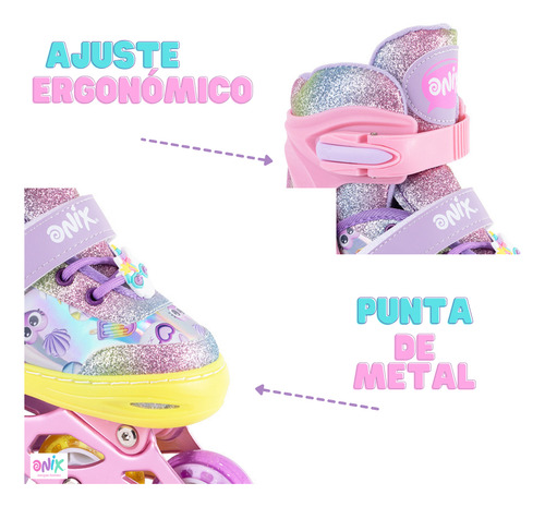 Patines De Línea 4 Ruedas Onix Unicornio Multicolor De Niña