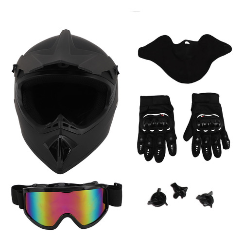 Juego De Cascos De Moto Todo Terreno, Negros, Xl, Abs, Trans