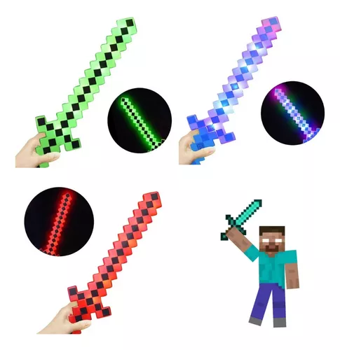 Juguete Espada Minecraft Pixel Diamante Niños Led Sonidos