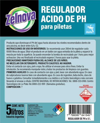 Regulador Acido De Ph X 5 Lts Zelnova