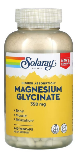  Glicinato De Magnésio 350 Mg 240 Capsulas Solaray - Imp Eua