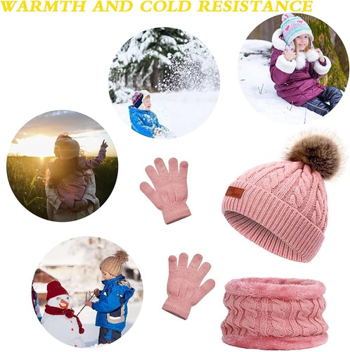Gorro Invierno Para Niños,conjunto Bufanda Y Gorro Guantes